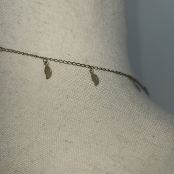 Michal Negrin Green Crystal Tassel Necklace Bronze Tone 25" Boho Romantic Leaf - Picture 10 of 10